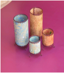 Cylinder Tealights in Marbleized Paper