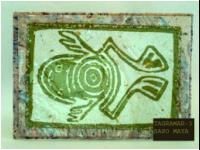 Marbleized natural fiber paper card